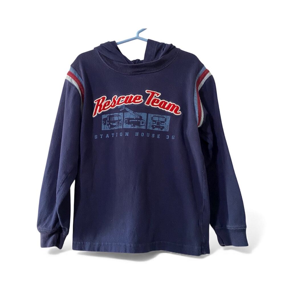Carters Boys Navy Red Long Sleeve Shirt Rescue Firetruck Size 5T